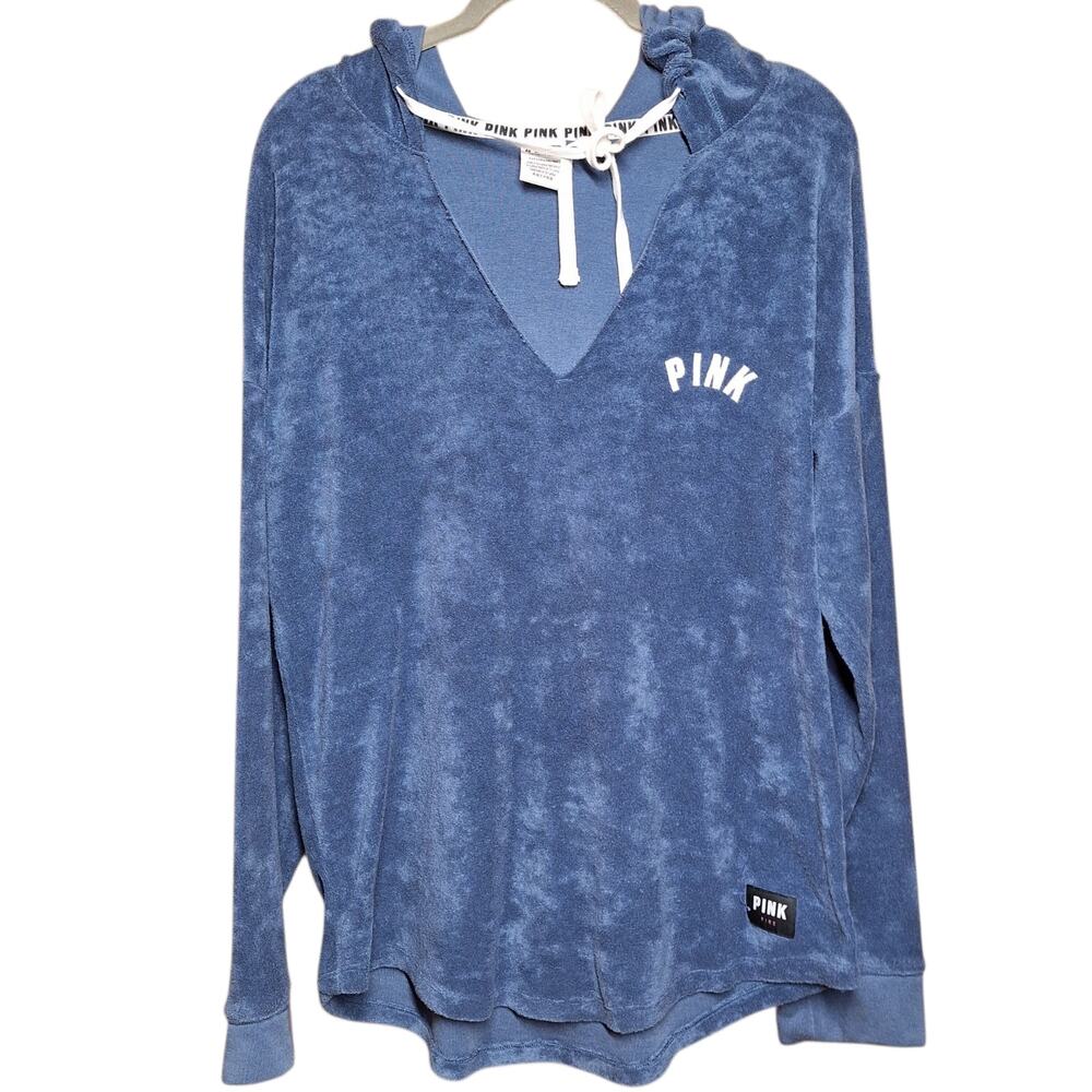 Victoria secret Pink Terry cloth v neck hoodie long sleeve top soft oversized